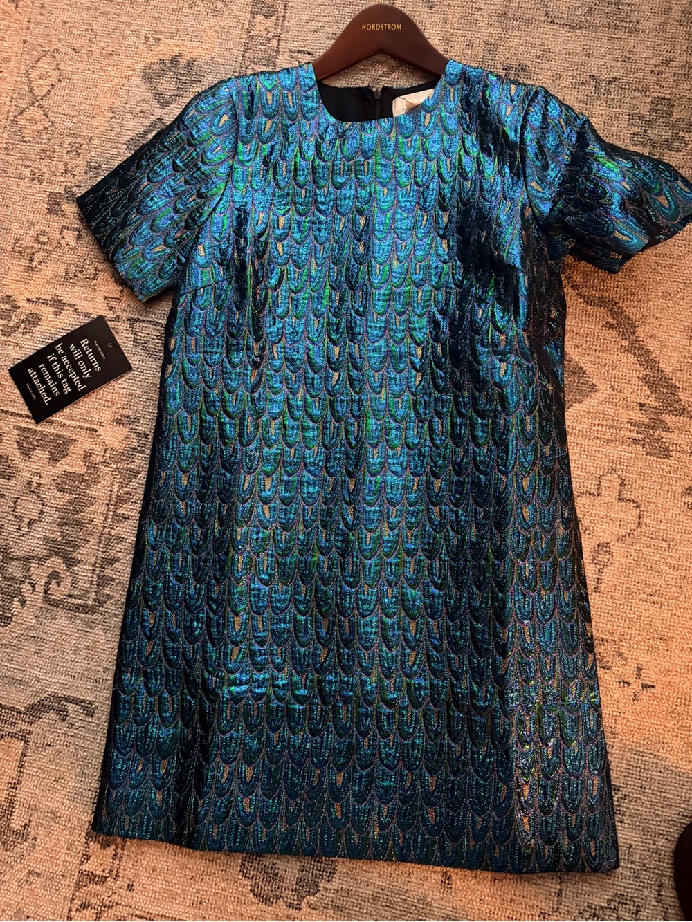 Pomander Place Metallic Teal & Blue Mini Dress